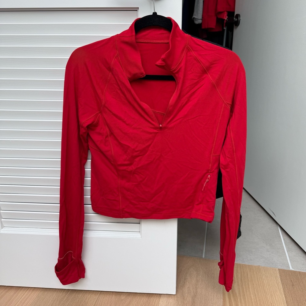 Lululemon Ready To Rulu Cropped Half Zip Oxford Red